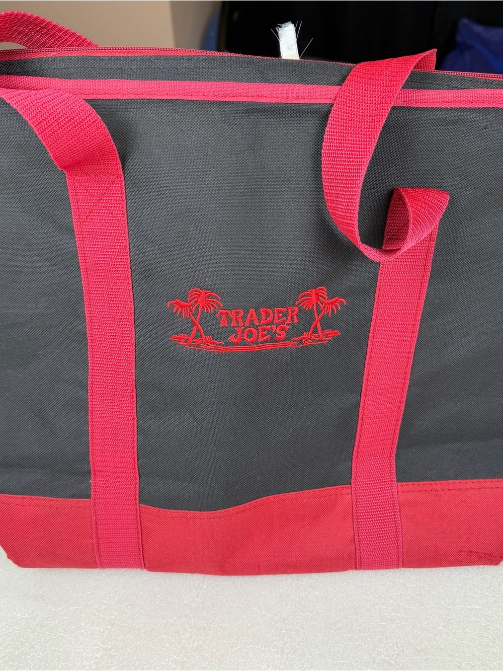 Trader Joe’s Black & Red Reusable Insulated Tote Bag Cooler Shopping Grocery